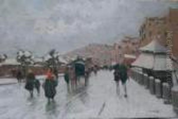 Napoli Sotto La Neve Oil Painting by Attilio Pratella