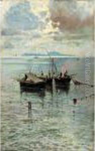 I Pescatori Oil Painting by Attilio Pratella