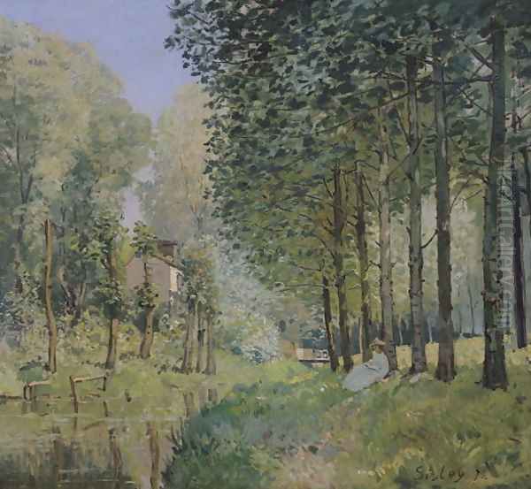 The Rest by the Stream. Edge of the Wood, 1872 Oil Painting by Alfred Sisley