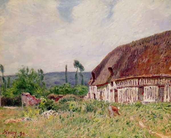 Thatched Cottage in Normandy, 1894 Oil Painting by Alfred Sisley