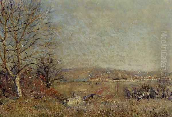 The Plain of Veneux, View of Sablons Oil Painting by Alfred Sisley