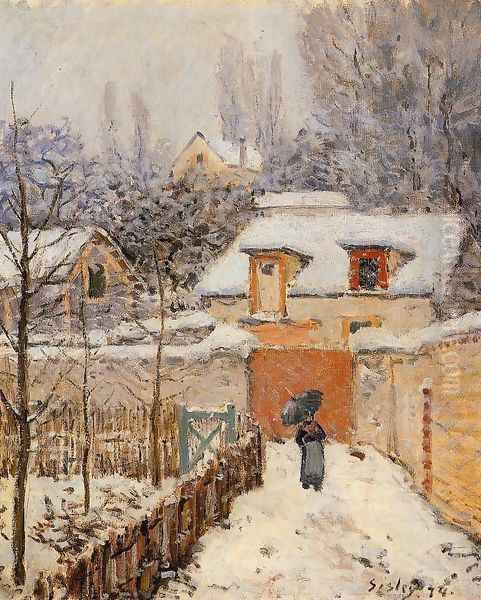 Snow at Louveciennes I Oil Painting by Alfred Sisley