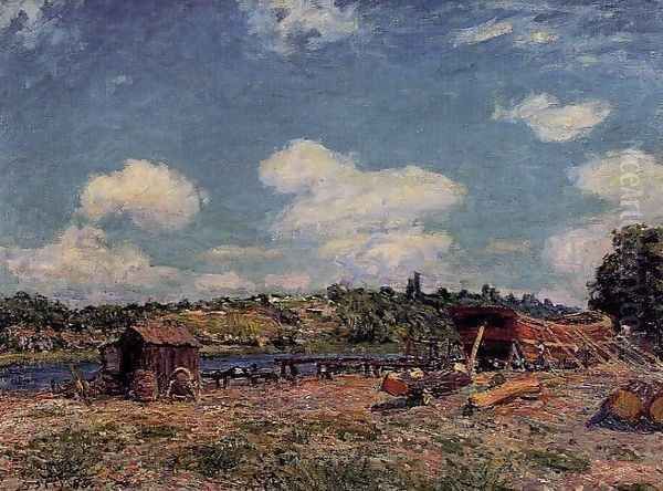 Boatyard at Saint-Mammes Oil Painting by Alfred Sisley