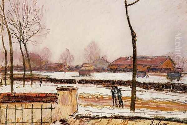 Winter Landscape, Moret Oil Painting by Alfred Sisley