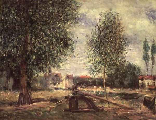 Landscape at Moret-sur-Loing Oil Painting by Alfred Sisley