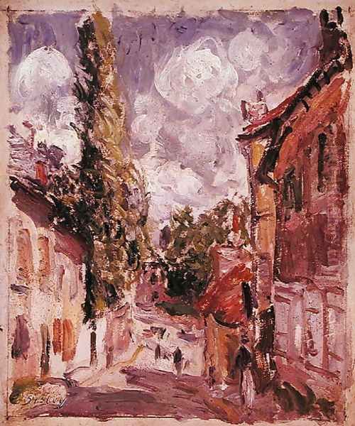 Road in a Village Oil Painting by Alfred Sisley