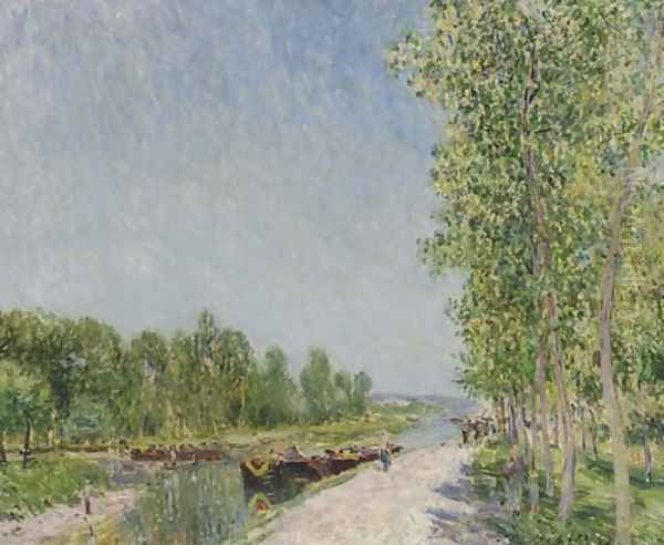 On the Banks of the Loing Canal Oil Painting by Alfred Sisley