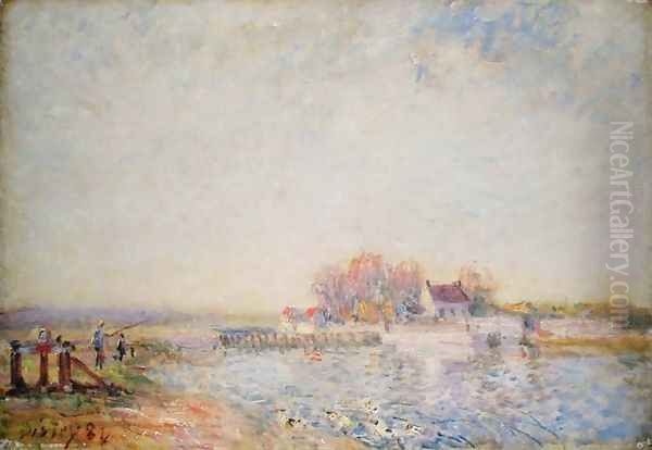 River Scene with Ducks, 1881 Oil Painting by Alfred Sisley