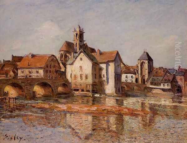 The Moret Bridge Oil Painting by Alfred Sisley