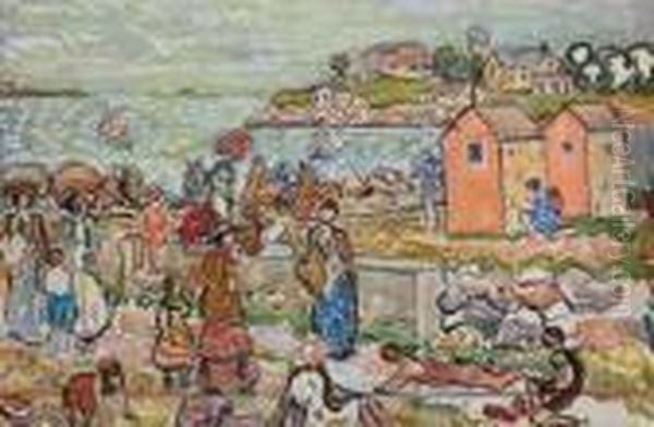 Bathers And Strollers Oil Painting by Maurice Brazil Prendergast