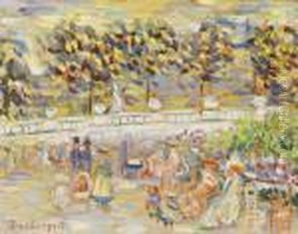 Sommer Im Park. Jardin Du Luxembourg In Paris Oil Painting by Maurice Brazil Prendergast