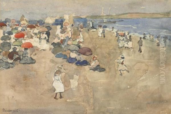 Figures By The Shore Oil Painting by Maurice Brazil Prendergast