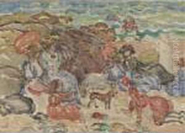 Figures In A Cove Oil Painting by Maurice Brazil Prendergast