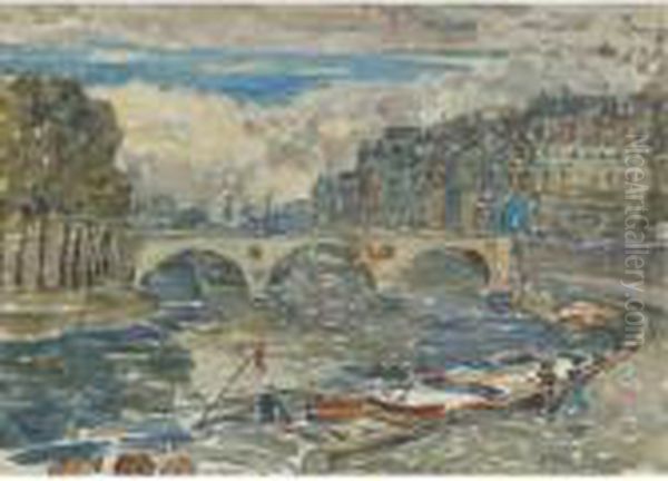 Pont Marie Oil Painting by Maurice Brazil Prendergast