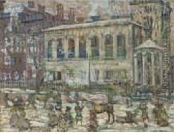 Snowy Day, Boston Oil Painting by Maurice Brazil Prendergast