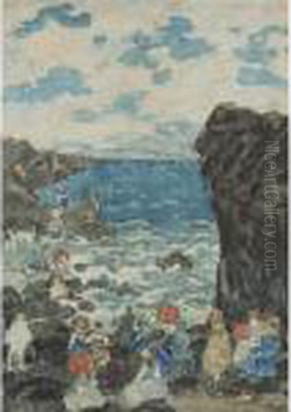 Holiday, Headlands Oil Painting by Maurice Brazil Prendergast