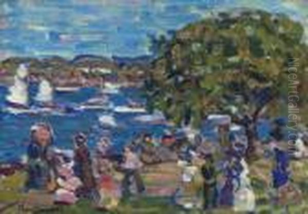 Buck's Harbor Oil Painting by Maurice Brazil Prendergast