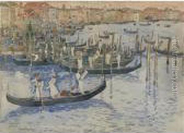 Venice: Traghetti-battelli Oil Painting by Maurice Brazil Prendergast