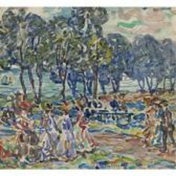 Figures In A Park Oil Painting by Maurice Brazil Prendergast