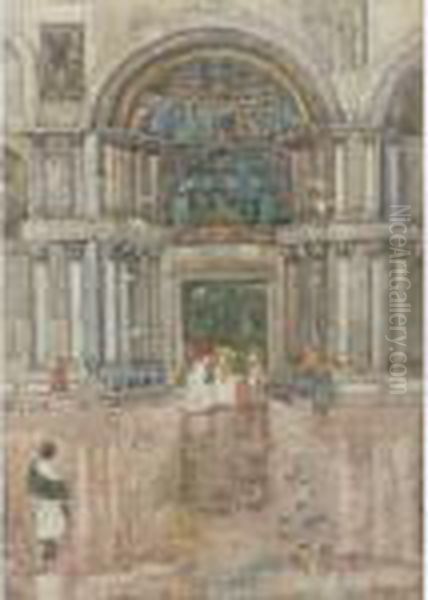 The Porch With The Old Mosaics, St. Marks, Venice Oil Painting by Maurice Brazil Prendergast