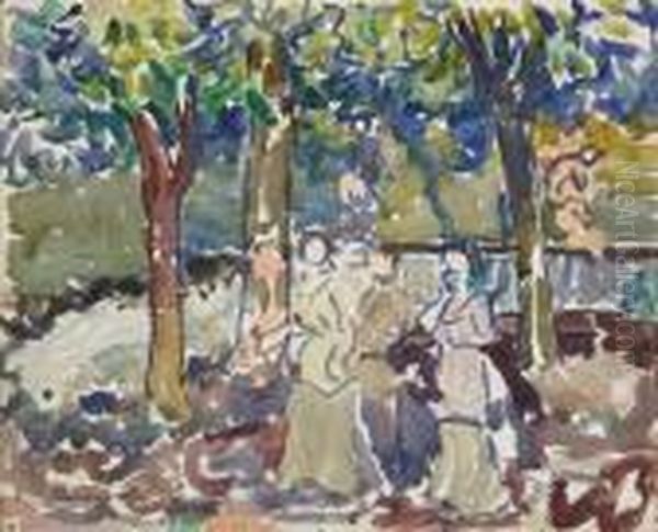 ''by The Stream'' Oil Painting by Maurice Brazil Prendergast