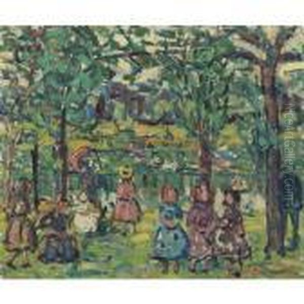 Children In The Park Oil Painting by Maurice Brazil Prendergast