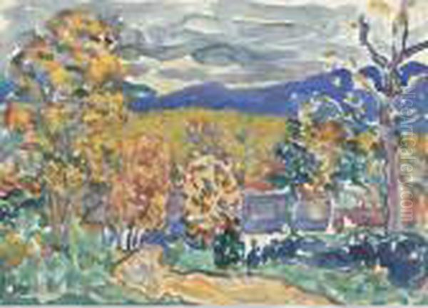 Autumn In New England Oil Painting by Maurice Brazil Prendergast