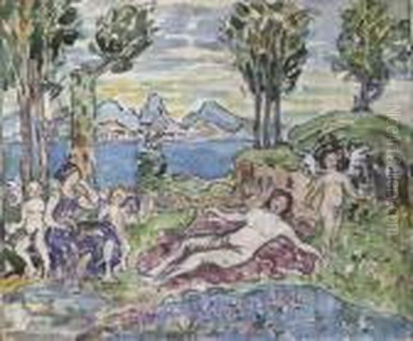 Cherubs Oil Painting by Maurice Brazil Prendergast