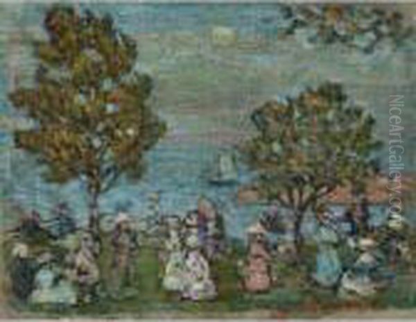 Late Afternoon (moonlight At Marblehead) Oil Painting by Maurice Brazil Prendergast