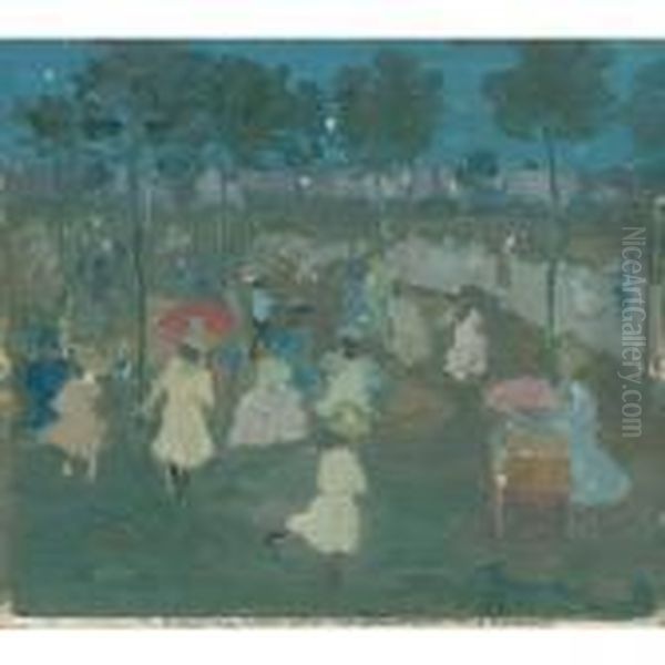 Park Scene Oil Painting by Maurice Brazil Prendergast