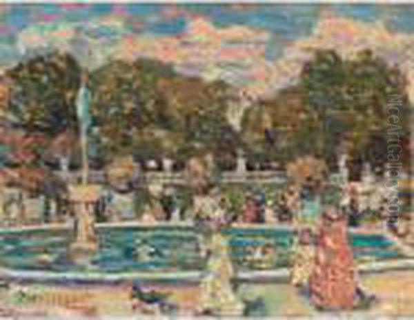 Luxembourg Gardens Oil Painting by Maurice Brazil Prendergast