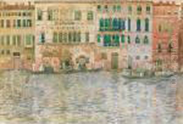 Venetian Palaces On The Grand Canal Oil Painting by Maurice Brazil Prendergast