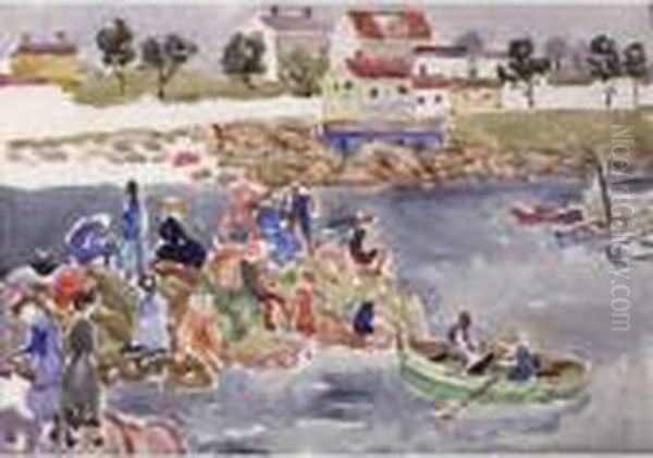 The Cove Oil Painting by Maurice Brazil Prendergast