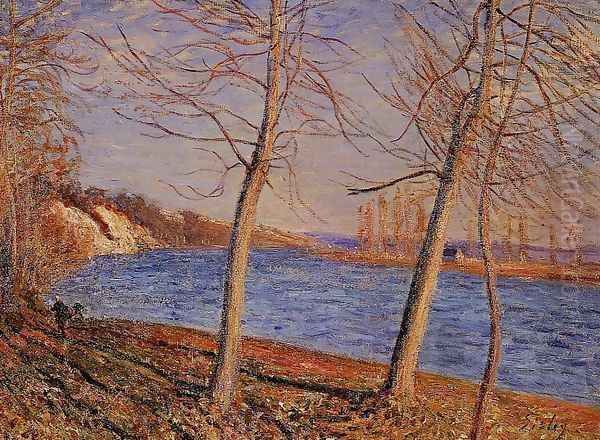 Riverbank at Veneux Oil Painting by Alfred Sisley