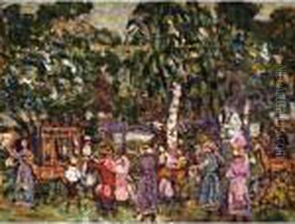 The Deer Park Oil Painting by Maurice Brazil Prendergast