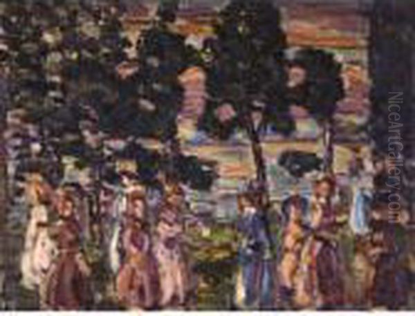 The Sunday Scene Oil Painting by Maurice Brazil Prendergast