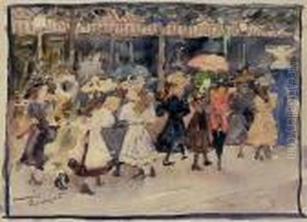 Paris Scene-school Girls With A Nun Oil Painting by Maurice Brazil Prendergast