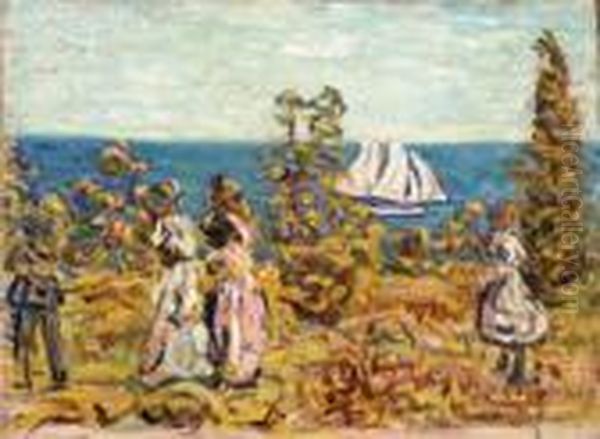 Viewing The Sailboats Oil Painting by Maurice Brazil Prendergast