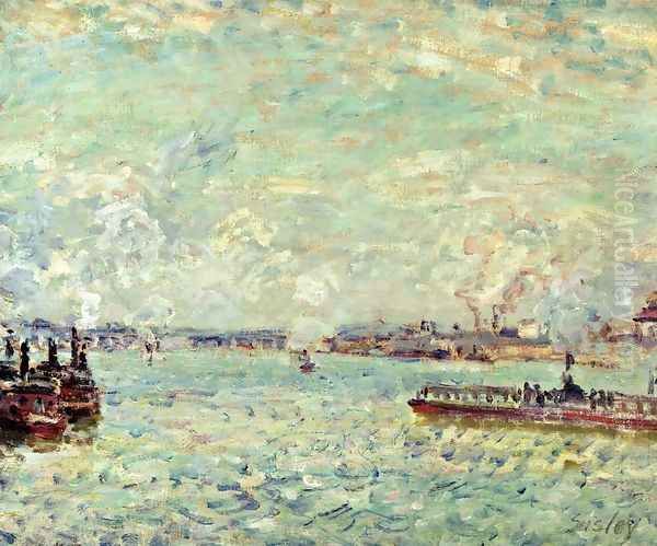 The Seine at Point du Jour Oil Painting by Alfred Sisley