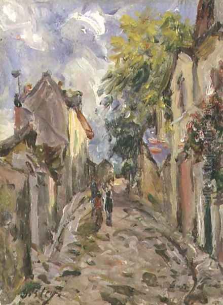 Village Street Scene Oil Painting by Alfred Sisley