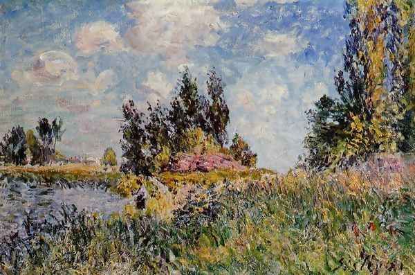 Landscape - The Banks of the Loing at Saint-Mammes Oil Painting by Alfred Sisley