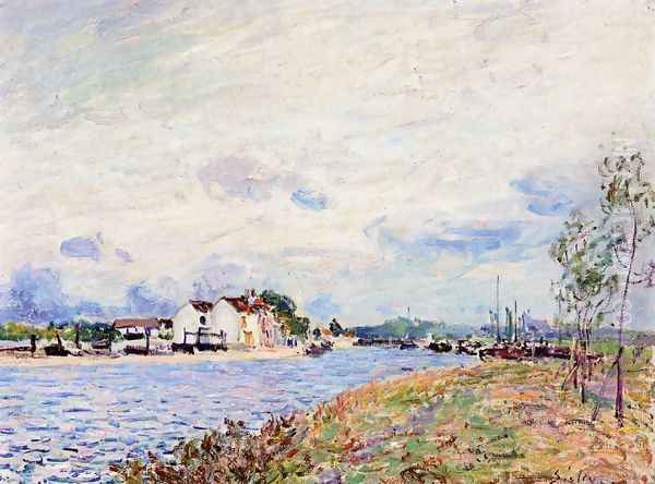 The Mouth of the Loing at Saint-Mammes Oil Painting by Alfred Sisley