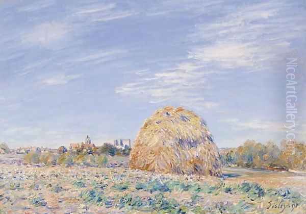 Haystack on the Banks of the Loing, 1891 Oil Painting by Alfred Sisley