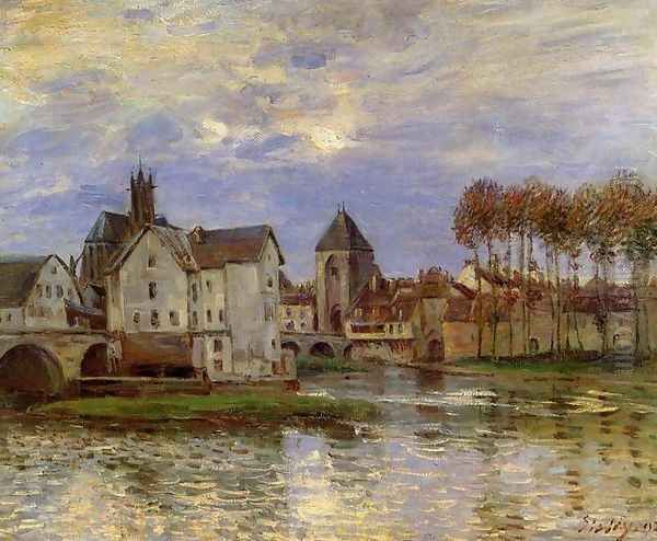 The Moret Bridge at Sunset Oil Painting by Alfred Sisley