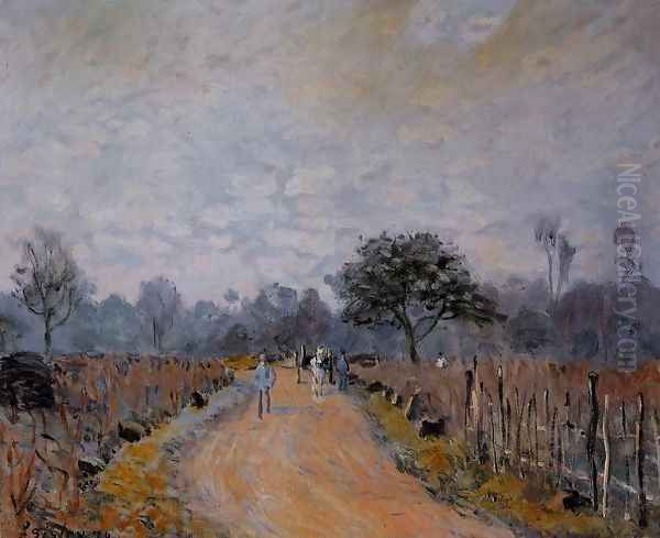 The Road from Prunay to Bougival Oil Painting by Alfred Sisley