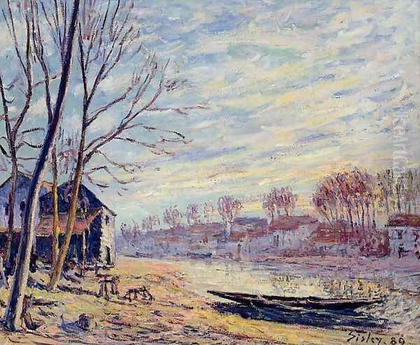 Matrat Cottages Oil Painting by Alfred Sisley