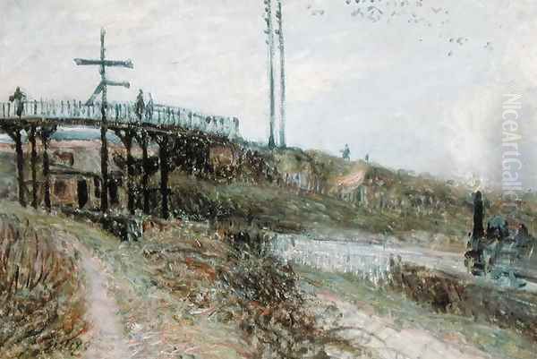 The Footbridge over the Railway at Sevres, c.1879 Oil Painting by Alfred Sisley