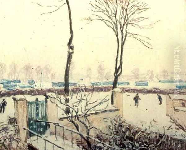 Snow Scene at Moret, c.1894 Oil Painting by Alfred Sisley