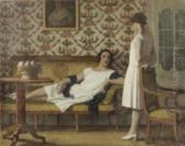 Les Deux Soeurs Oil Painting by Rene Xavier Francois Prinet