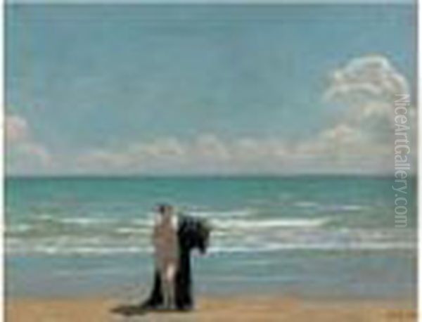 Baigneuse A Cabourg Oil Painting by Rene Xavier Francois Prinet